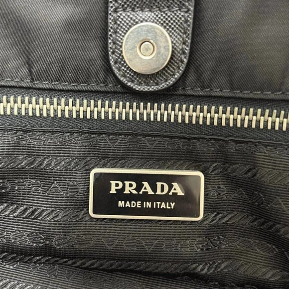 Auth PRADA - Black Nylon Leather Tote Bag - Picture 10 of 13